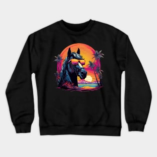 Retro Wave Friesian Horse Crewneck Sweatshirt